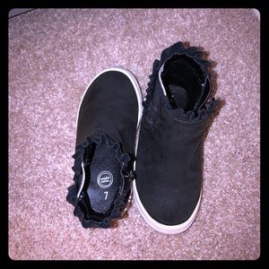 Black suede toddler sneaker